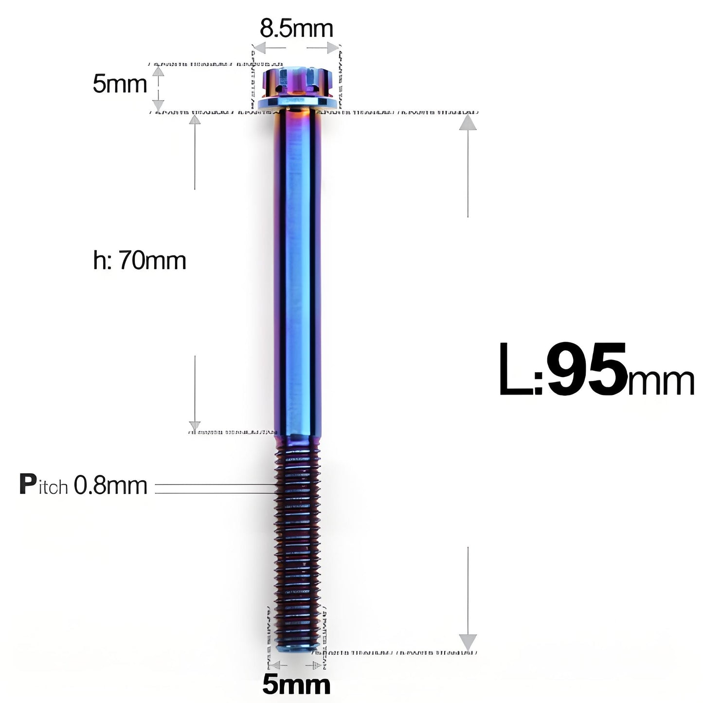 M5 X L35 - 95MM Titanium Bolts For Motorcycle & Bike