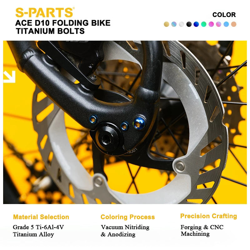 ACE D10 Folding Bike Titanium Bolts | Grade 5 Ti-6Al-4V | 18 Lightweight Options