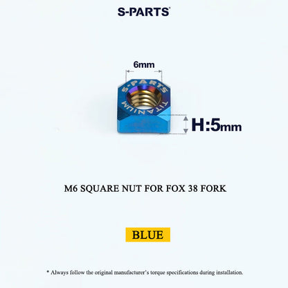 Grade 5 Titanium M6 Square Nut for FOX 38 Fork