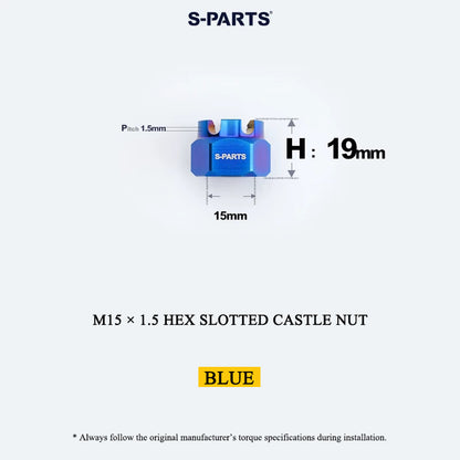 M15 × 1.5 Titanium Hex Slotted Castle Nut for Motorcycle & Automotive