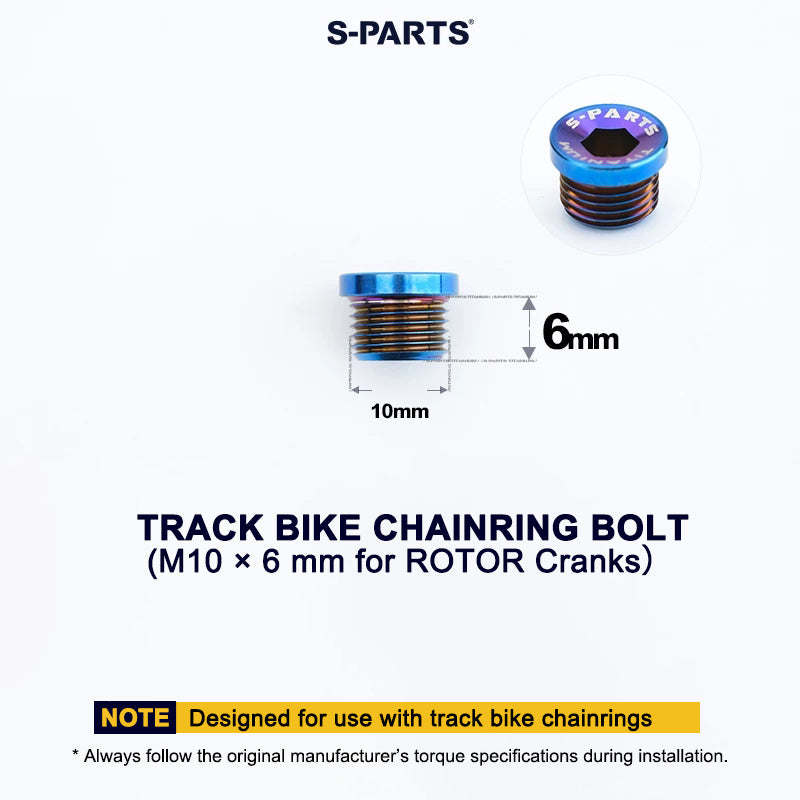 Titanium Track Bike Chainring Bolts M10 × 6 mm for ROTOR Cranks