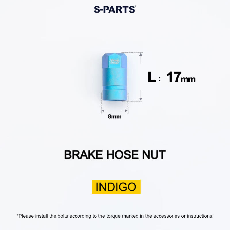 Titanium Brake Hose Nut M8x17mm for HOPE Tech 4 V4 / Tech 3 Hydraulic Disc Brakes | Grade 5 Ti Compression Fitting
