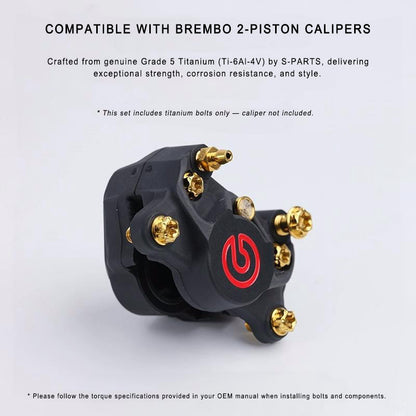 Brembo 2-Piston Caliper Titanium Bolt Kit (Crab Style) — 7-Piece Set