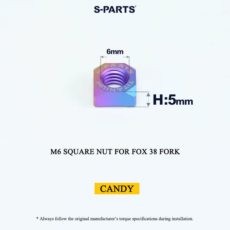 Grade 5 Titanium M6 Square Nut for FOX 38 Fork