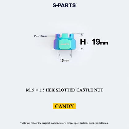 M15 × 1.5 Titanium Hex Slotted Castle Nut for Motorcycle & Automotive