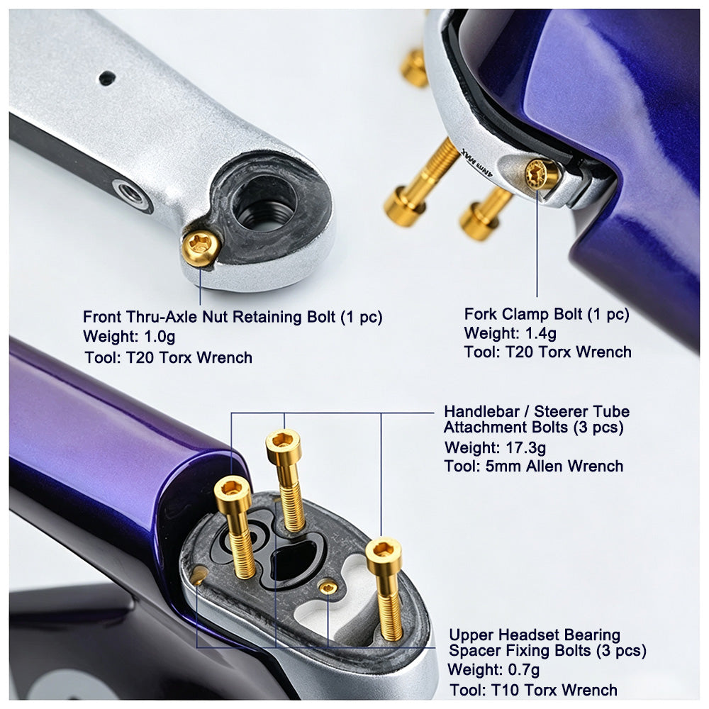 Cervélo S5 2025 Titanium V-Stem Bolts Kit – Grade 5 Ti-6Al-4V Head Tube Attachment Hardware (3PCS)
