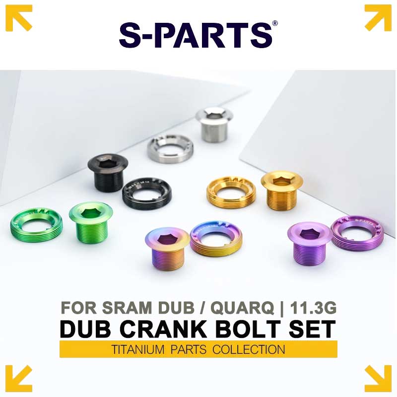 DUB Titanium Crank Arm Bolt & Self-Extracting Cap Set for SRAM DUB / Quarq / Force / Red | 11.3g Ultra-Light CNC Titanium