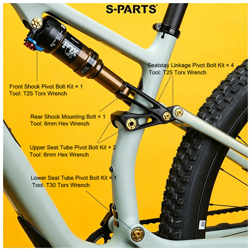 FENG Series Grade 5 Titanium Suspension Pivot Bolt Kit for Specialized Epic 8