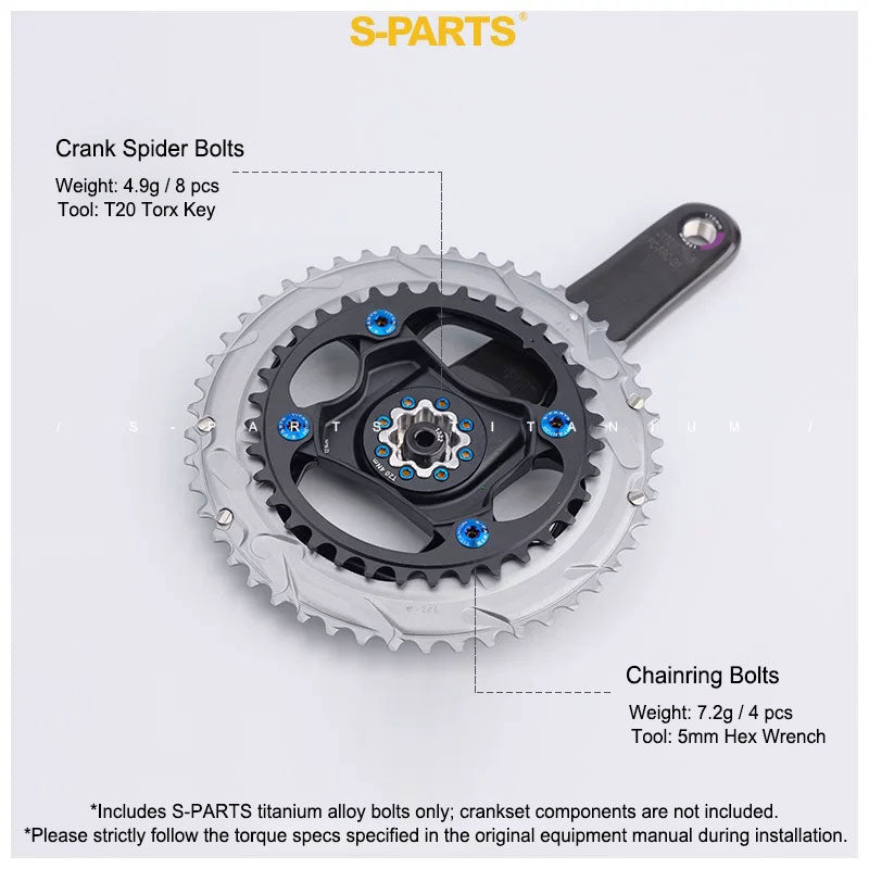 Grade 5 Titanium Hardware Kit for SRAM RED Mechanical Drivetrain Derailleur (17 PCS)
