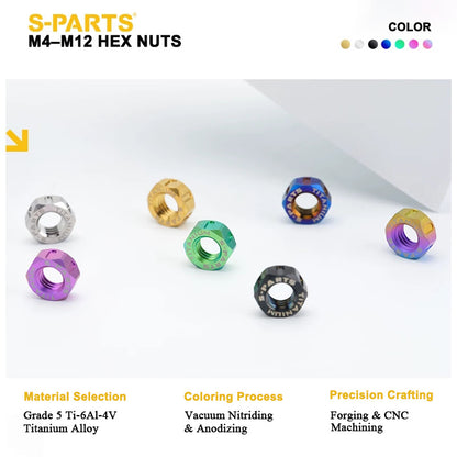 Grade 5 Titanium Hex Nuts M4–M12 | Metric & Fine Thread