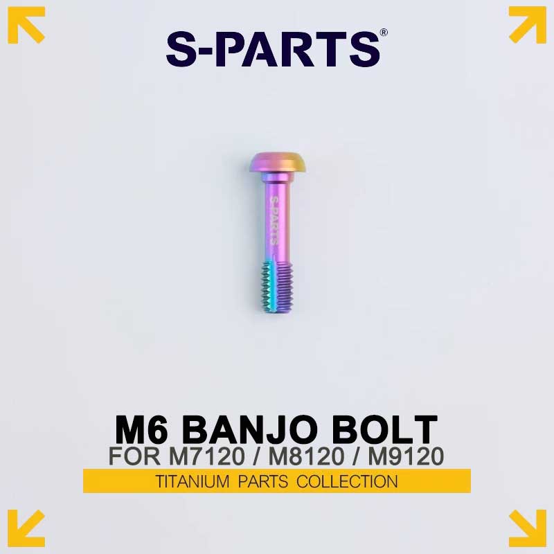 Grade 5 Titanium M6 Banjo Bolt for Shimano BR-M7120 / BR-M8120 / BR-M9120 Hydraulic Disc Brakes
