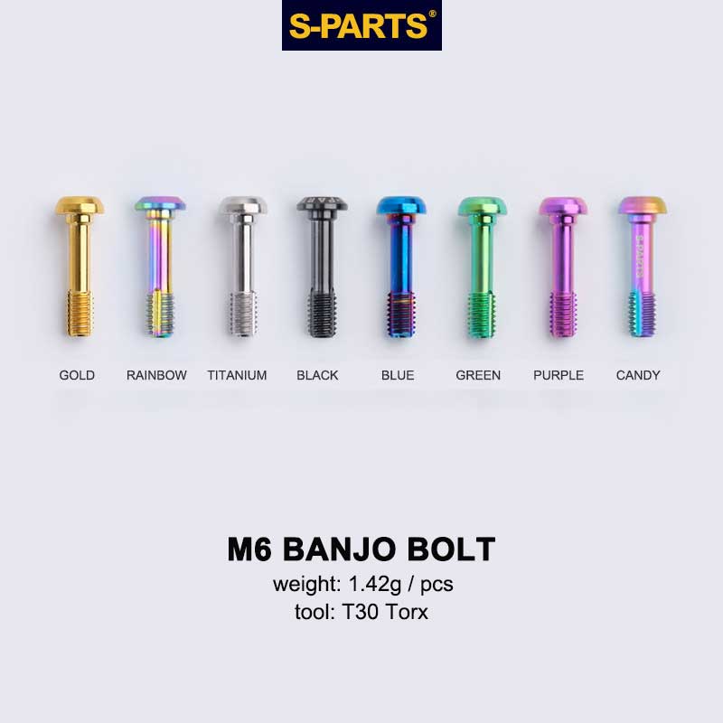 Grade 5 Titanium M6 Banjo Bolt for Shimano BR-M7120 / BR-M8120 / BR-M9120 Hydraulic Disc Brakes