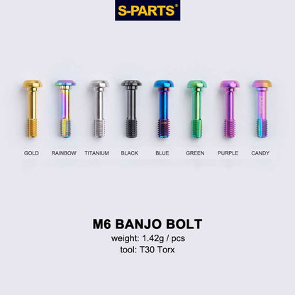Grade 5 Titanium M6 Banjo Bolt for Shimano BR-M7120 / BR-M8120 / BR-M9120 Hydraulic Disc Brakes