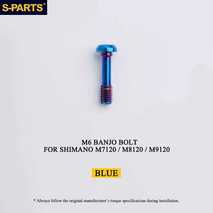 Grade 5 Titanium M6 Banjo Bolt for Shimano BR-M7120 / BR-M8120 / BR-M9120 Hydraulic Disc Brakes