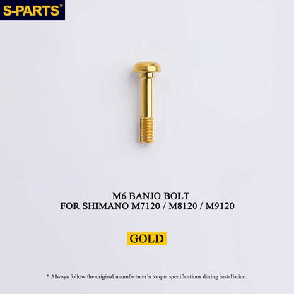 Grade 5 Titanium M6 Banjo Bolt for Shimano BR-M7120 / BR-M8120 / BR-M9120 Hydraulic Disc Brakes