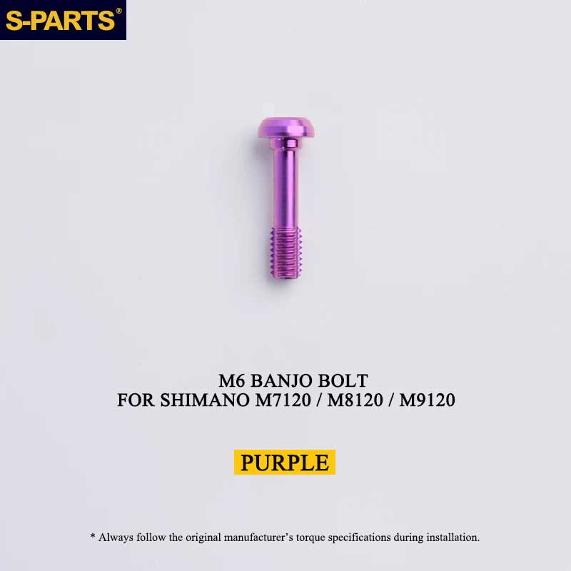 Grade 5 Titanium M6 Banjo Bolt for Shimano BR-M7120 / BR-M8120 / BR-M9120 Hydraulic Disc Brakes