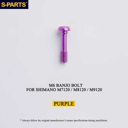 Grade 5 Titanium M6 Banjo Bolt for Shimano BR-M7120 / BR-M8120 / BR-M9120 Hydraulic Disc Brakes