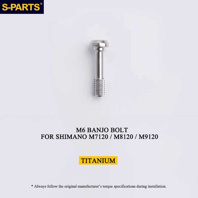 Grade 5 Titanium M6 Banjo Bolt for Shimano BR-M7120 / BR-M8120 / BR-M9120 Hydraulic Disc Brakes