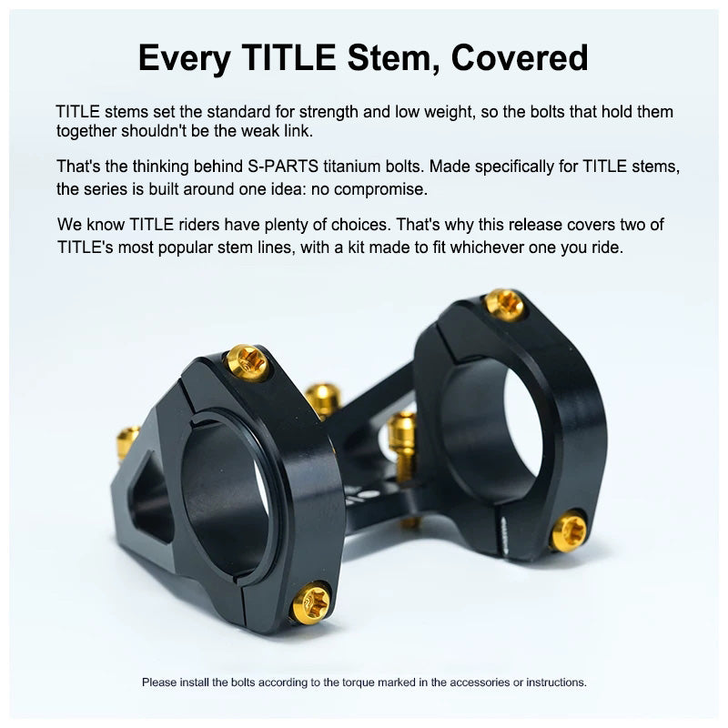 Grade 5 Titanium MTB Stem Bolt Kit for TITLE ST1/ST2/DM1