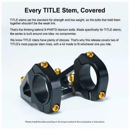 Grade 5 Titanium MTB Stem Bolt Kit for TITLE ST1/ST2/DM1