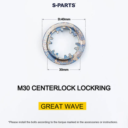 Titanium M30 Internal Centerlock Lockring | 40mm Rotor Lockring for Road, Gravel & Compatible XC MTB | 5.46g
