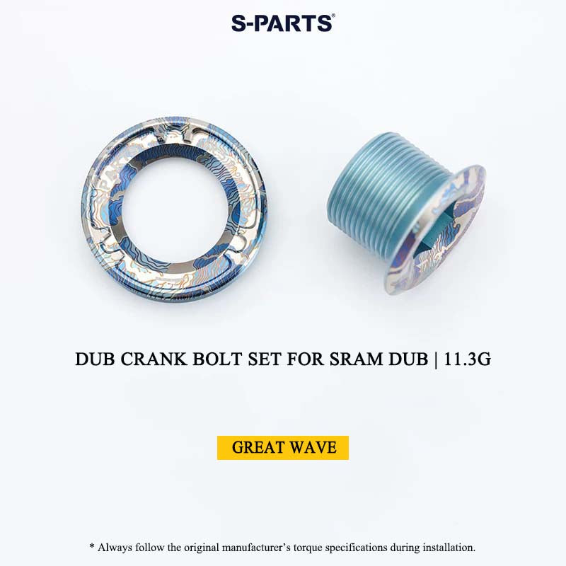DUB Titanium Crank Arm Bolt & Self-Extracting Cap Set for SRAM DUB / Quarq / Force / Red | 11.3g Ultra-Light CNC Titanium