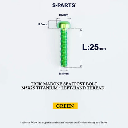 Trek Madone M5x25mm Grade 5 Titanium Left-Hand Thread Seatpost Screw