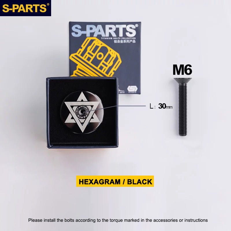 Titanium Stem Top Cap Set with M6x30 Bolt | Fits 1-1/8" Steerer (31.8mm Cap Outer Diameter)