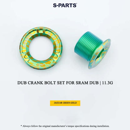 DUB Titanium Crank Arm Bolt & Self-Extracting Cap Set for SRAM DUB / Quarq / Force / Red | 11.3g Ultra-Light CNC Titanium