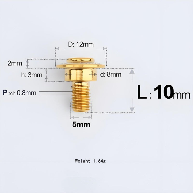 M5x10-36.5mm Titanium Shoulder Bolts for Motorcycle - Gold