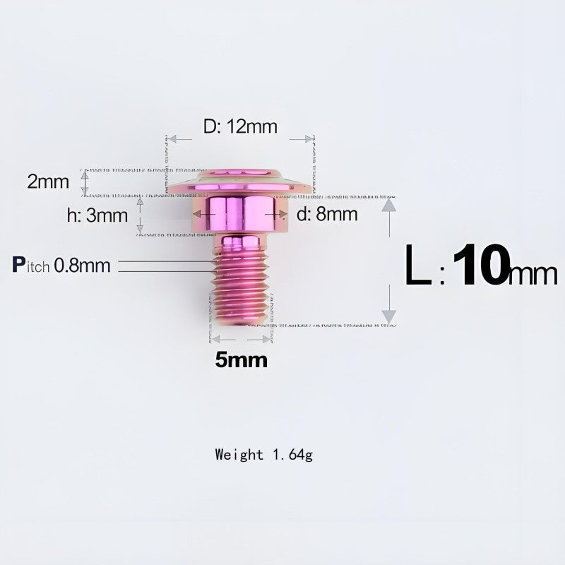 M5x10-36.5mm Titanium Shoulder Bolts for Motorcycle - Purple