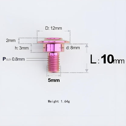M5x10-36.5mm Titanium Shoulder Bolts for Motorcycle - Purple