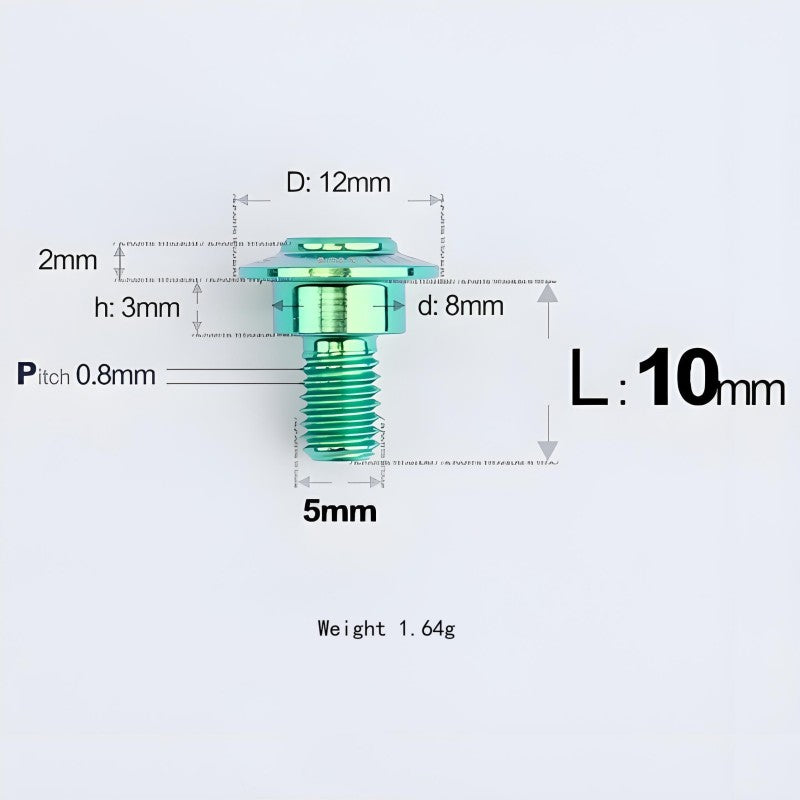 M5x10-36.5mm Titanium Shoulder Bolts for Motorcycle - Green