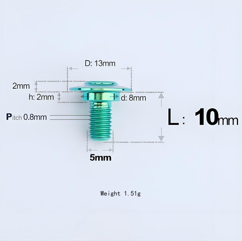 M5x10-36.5mm Titanium Shoulder Bolts for Motorcycle - Green