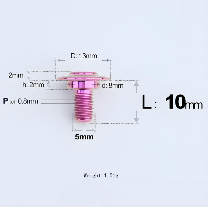 M5x10-36.5mm Titanium Shoulder Bolts for Motorcycle - Purple