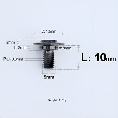 M5x10-36.5mm Titanium Shoulder Bolts for Motorcycle - Black
