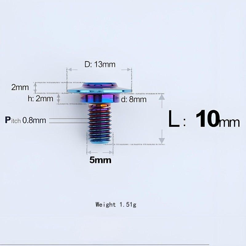 M5x10-36.5mm Titanium Shoulder Bolts for Motorcycle - Blue
