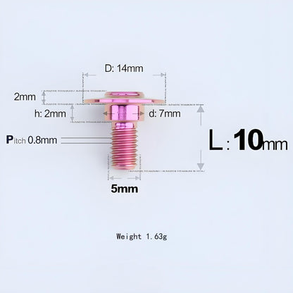 M5x10-36.5mm Titanium Shoulder Bolts for Motorcycle - Purple