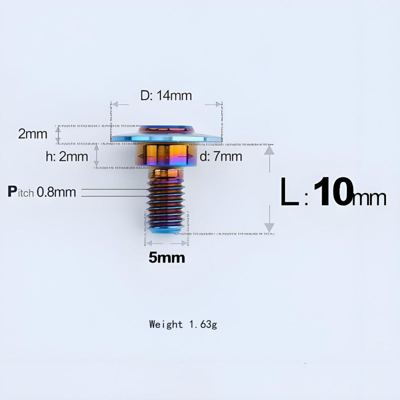 M5x10-36.5mm Titanium Shoulder Bolts for Motorcycle - Blue