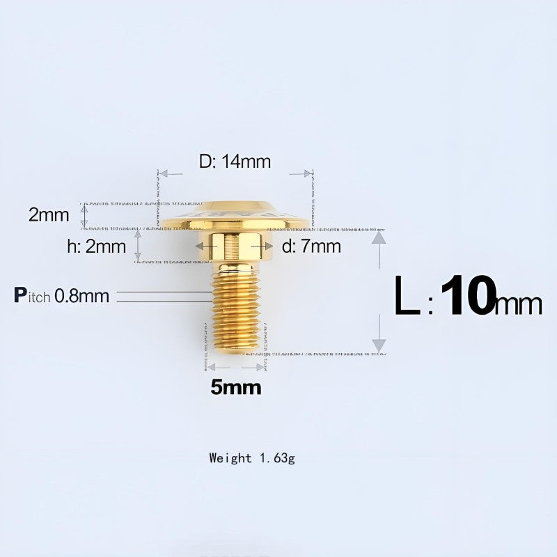 M5x10-36.5mm Titanium Shoulder Bolts for Motorcycle - Gold