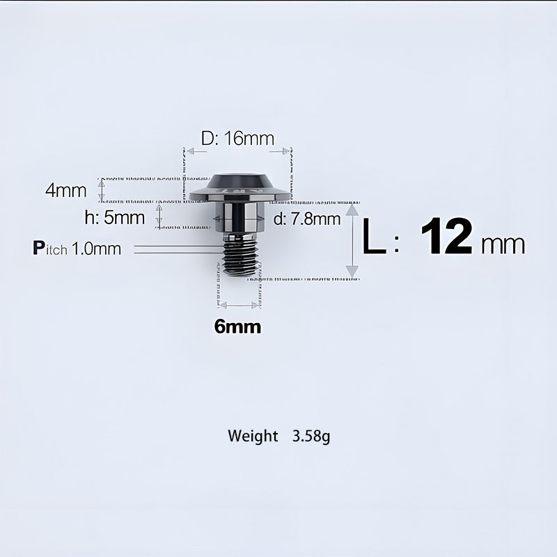M6x11-45mm Titanium Shoulder Bolts for Motorcycle -  Black