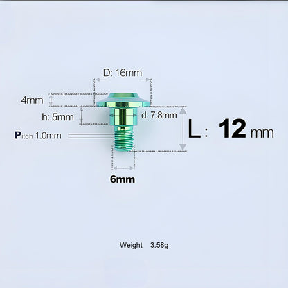 M6x11-45mm Titanium Shoulder Bolts for Motorcycle -  Green