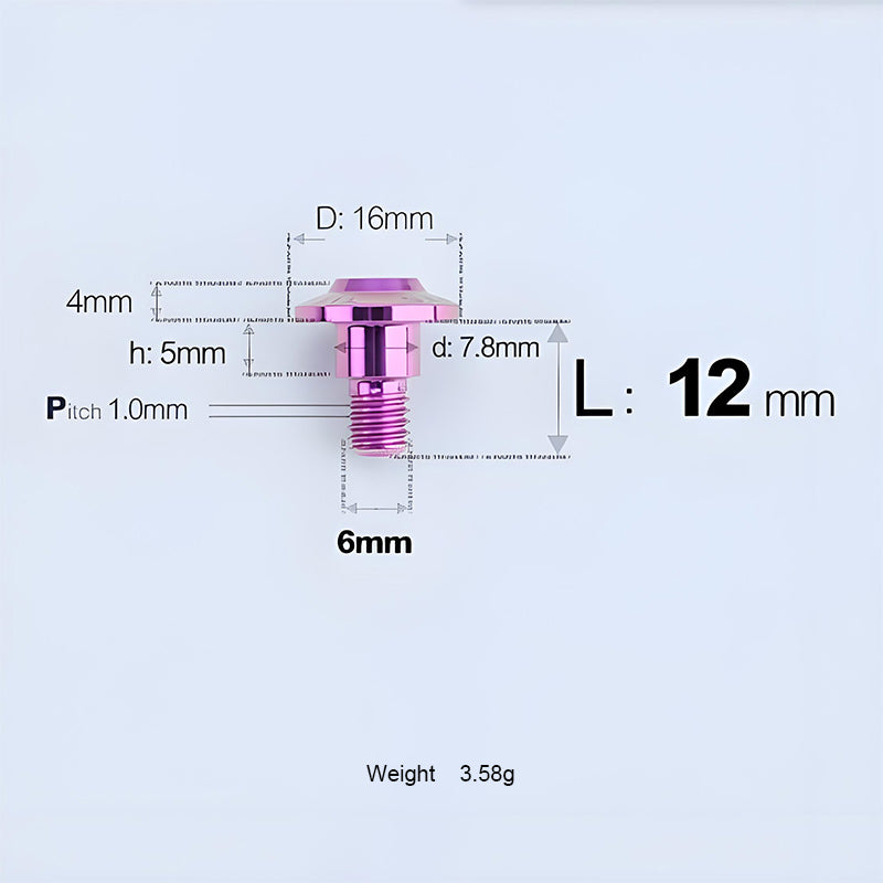 M6x11-45mm Titanium Shoulder Bolts for Motorcycle -  Purple
