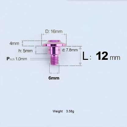 M6x11-45mm Titanium Shoulder Bolts for Motorcycle -  Purple