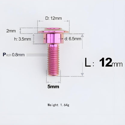 M5x10-36.5mm Titanium Shoulder Bolts for Motorcycle - Purple