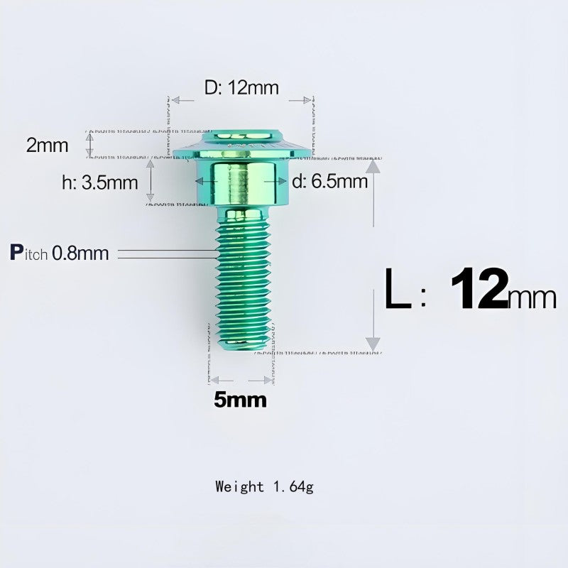 M5x10-36.5mm Titanium Shoulder Bolts for Motorcycle - Green