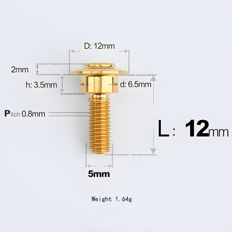 M5x10-36.5mm Titanium Shoulder Bolts for Motorcycle - Gold