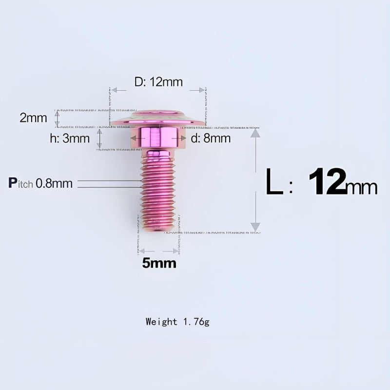 M5x10-36.5mm Titanium Shoulder Bolts for Motorcycle - Purple