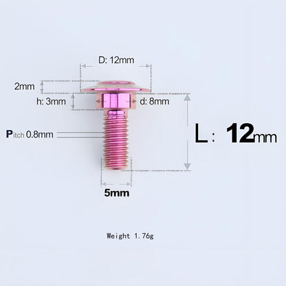 M5x10-36.5mm Titanium Shoulder Bolts for Motorcycle - Purple