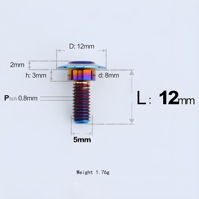 M5x10-36.5mm Titanium Shoulder Bolts for Motorcycle - Blue